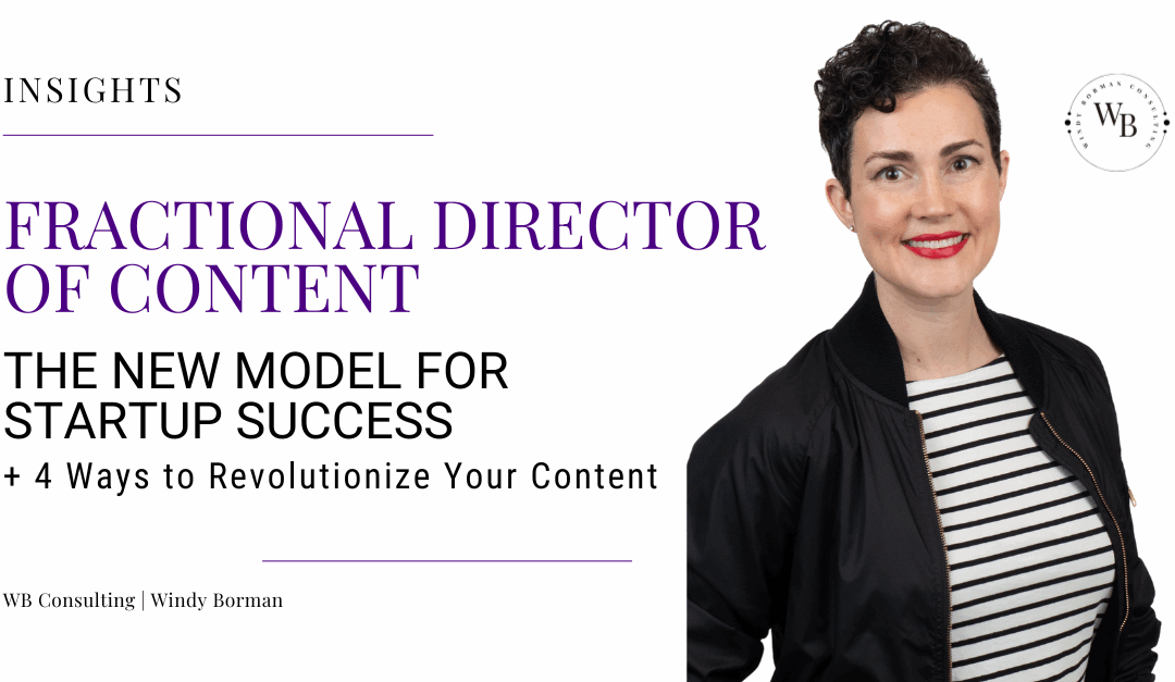 Windy Borman is a Fractional Director of Content, helping founders and CEOs amplify their stories across film, media, and events. She is a woman, with short, dark, curly hair. She smiles, wearing a striped shirt, black jacket, and red lipstick.